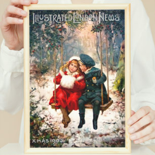 Vintage Retro Illustrated London News Weihnachten Poster