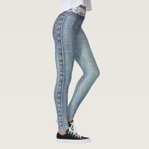 Vintage Retro Imitat-blaue Jeans-Denim-Weiß-Spitz Leggings