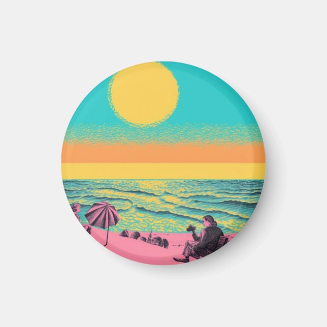 Vintage/Retro inspiriert, Strand  Magnet (Vorne)