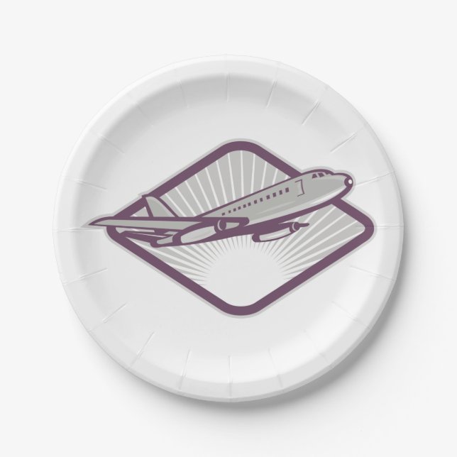 Vintage Retro-Jet-Flugzeug Luftfahrt Pappteller (Vorderseite)