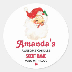 Vintage Retro Jolly Old Santa Claus Kerze oder Sei Runder Aufkleber