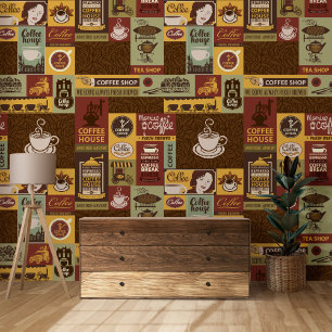 Vintage Retro-Kaffeethemen-Hintergrund Tapete