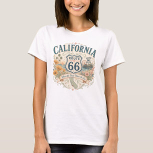 Vintage Retro Kalifornien Mother Road Küstenlinie T-Shirt