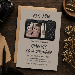 Vintage Retro-Kamera 60. Geburtstagsfoto Einladung