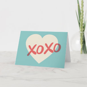 Vintage Retro Karte HerzXOXO Valentines Tages