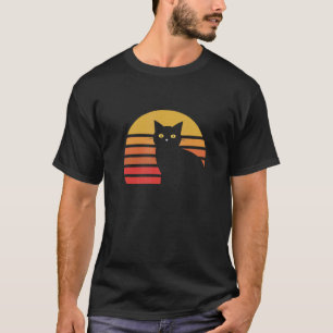 Vintage Retro-Katzen-Silhouette Liebe r Papa Mama T-Shirt