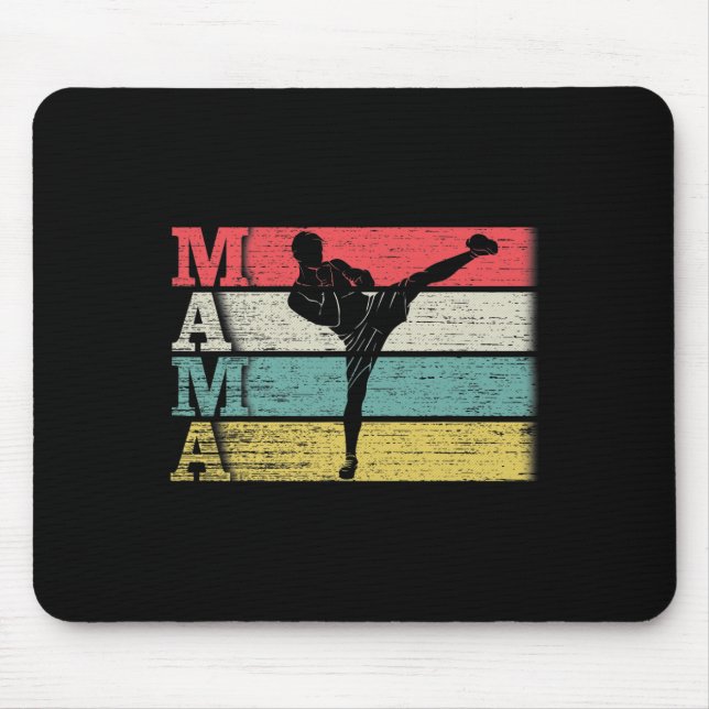Vintage Retro Kickboxen Mama Kickbox Silhouette F Mousepad (Vorne)