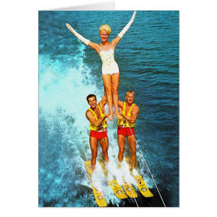 Vintage Retro Kitsch-Frauen-Tal-WasserSkiers