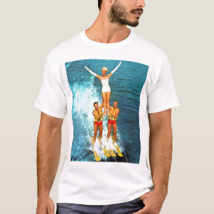 Vintage Retro Kitsch-Frauen-Tal-WasserSkiers T-Shirt