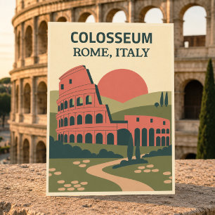 Vintage Retro Kolosseum Rom Italien Rustikale Reis Postkarte