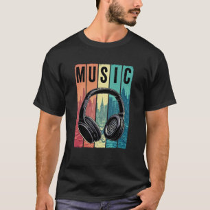 Vintage Retro-Kopfhörer-Musikvideos T-Shirt