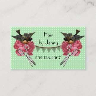vintage retro Kosmetikerin Friseur Rose Minze Visitenkarte