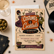 Vintage Retro Kostüme & Cocktails Halloween-Party