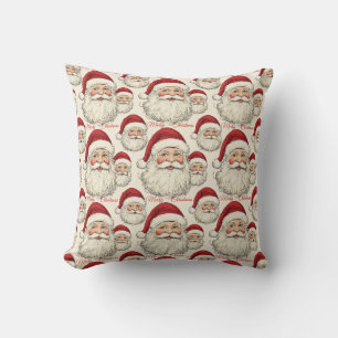 Vintage Retro lächelnder Santa Gesicht Kissen
