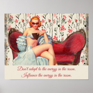 Vintage Retro Lady Selbstvertrauen & Motivationszi Poster