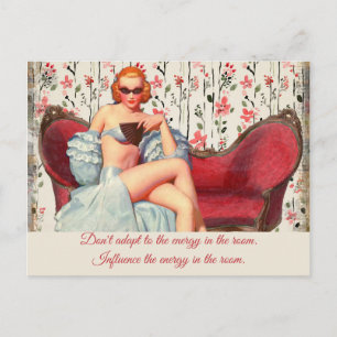 Vintage Retro Lady Selbstvertrauen & Motivationszi Postkarte
