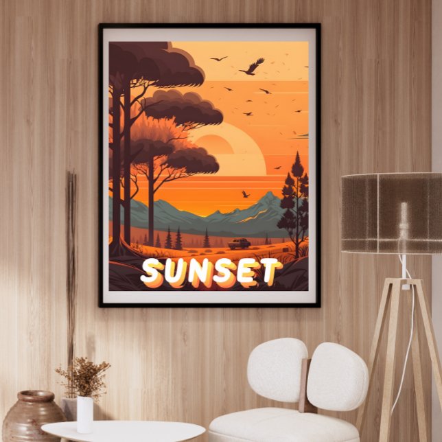 Vintage Retro Landschaft Reisen Sonnenuntergang Ku Poster (Von Creator hochgeladen)