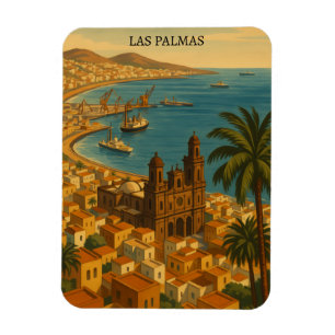 Vintage Retro Las Palmas Gran Canaria Stadtansicht Magnet