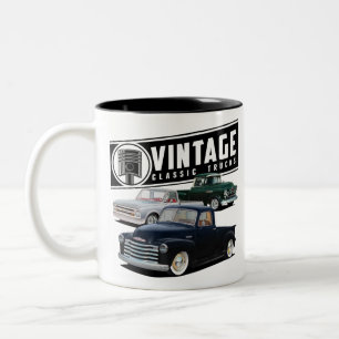 Vintage Retro-Lastwagen Zweifarbige Tasse
