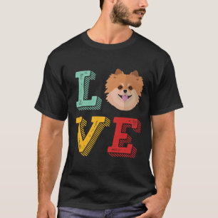Vintage Retro Liebe Pomeranian Süßer Welpe Und Lus T-Shirt