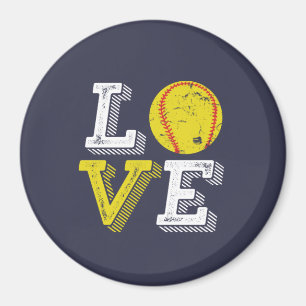 Vintage Retro Liebe Softball Sportteam und Trainer Magnet