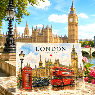 Vintage Retro London Big Ben UK Reise Feiertagspostkarte