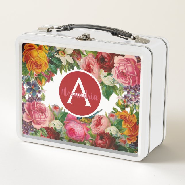 Vintage Retro-Lunch-Box - Antiquitätendose für Ros Metall Brotdose (Vorderseite)