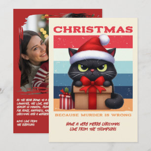 Vintage Retro Lustige Katze Retro Weihnachtsfoto Feiertagskarte