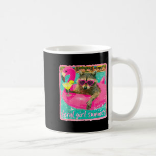 Vintage Retro lustiger Strand Waschbär Mädchen wil Kaffeetasse