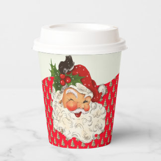 Vintage Retro lustiger Weihnachtsmann Weihnachten Pappbecher