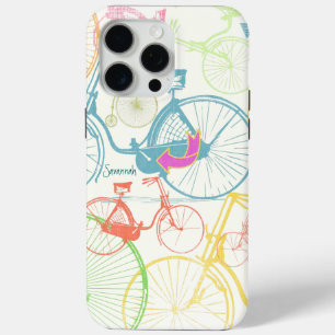 Vintage Retro Mädchen Farbige Fahrrad Muster iPhone 15 Pro Max Hülle