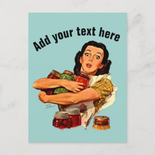Vintage Retro Mädchen Postkarte Natürlich kann ich