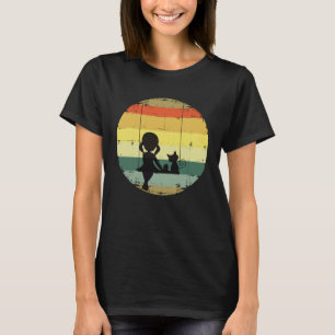 Vintage Retro Mädchen und Katze Schaukelstuhl Lieb T-Shirt