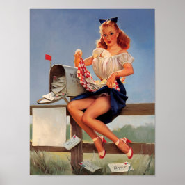 Vintage Retro Mail Box Pinup Girl Poster