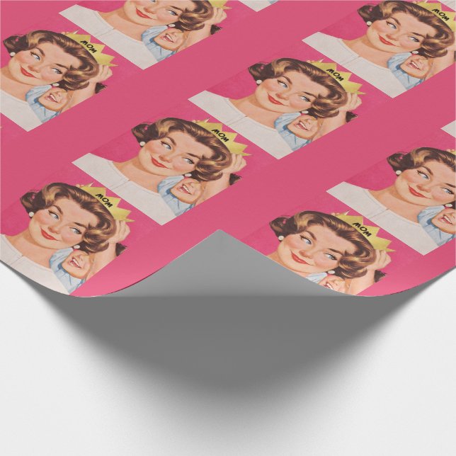 Vintage Retro Mama Krone Muttertag Geschenkpapier (Ecke)