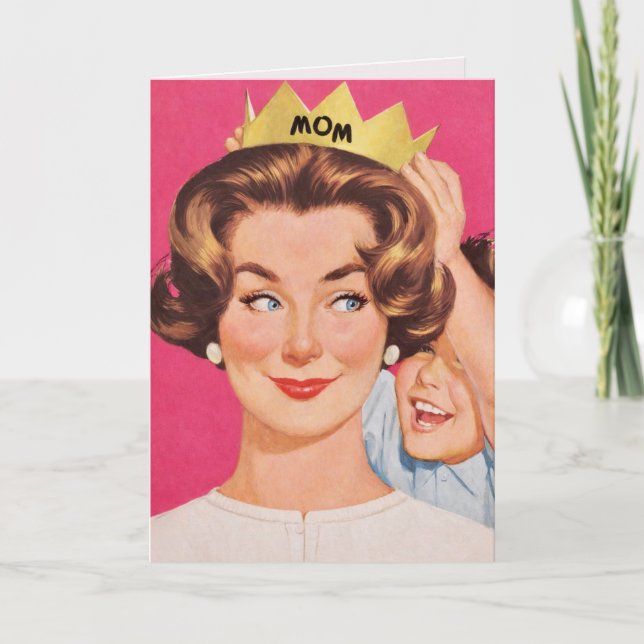 Vintage Retro Mama Krone Muttertagskarte Karte (Vorderseite)