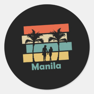 Vintage Retro Manila Philippinen Urlaub Runder Aufkleber