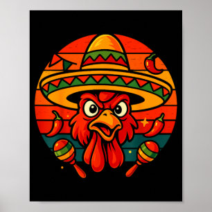 Vintage Retro-Mexikanisch Hühnchen Cinco de Mayo Poster