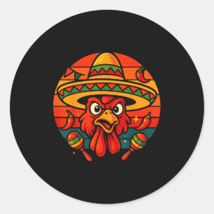 Vintage Retro-Mexikanisches Huhn Cinco de Mayo Runder Aufkleber