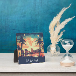 Vintage Retro Miami Florida Sonnenaufgang Reise  Fotoplatte