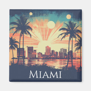 Vintage Retro Miami Florida Sonnenaufgang Reise Magnet
