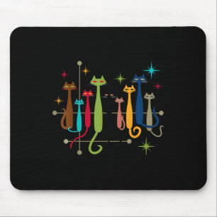 Vintage Retro-Mid-Century-Modern-Look Katzen 50er Mousepad