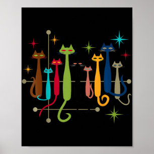 Vintage Retro-Mid-Century-Modern-Look Katzen 50er Poster