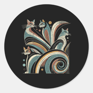 Vintage Retro-Mid-Century-Modern-Look Katzen 50er Runder Aufkleber