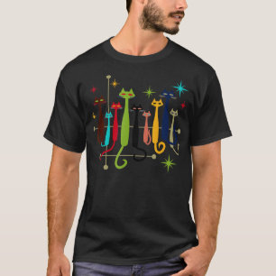 Vintage Retro-Mid-Century-Modern-Look Katzen 50er T-Shirt