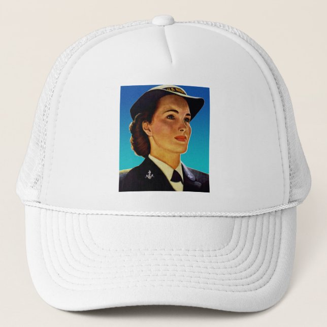 Vintage Retro Militärfrauen-Wellen-Marine Truckerkappe (Vorderseite)