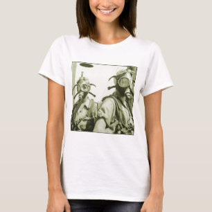 Vintage Retro Militärgasmasken der Frauen-40s WW2 T-Shirt