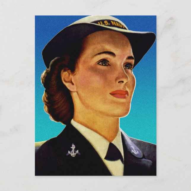 Vintage Retro Military Women WAVEs Navy Postkarte (Vorderseite)