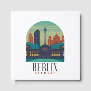 Vintage Retro Minimal Berlin Deutschland Skyline Gästebuch