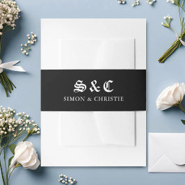 Vintage Retro Minimalist Black And White Wedding Einladungsbanderole
